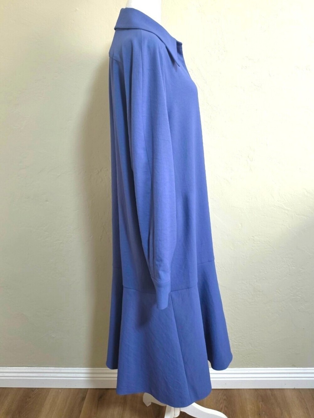 TIBI Blue Chalky Drape Fluted Twill Shirt Dress, 12 Sophisticated Relaxed - Picture 7 of 11
